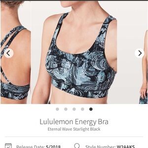 Lululemon Energy Bra size 10
Eternal Wave Starlight Black